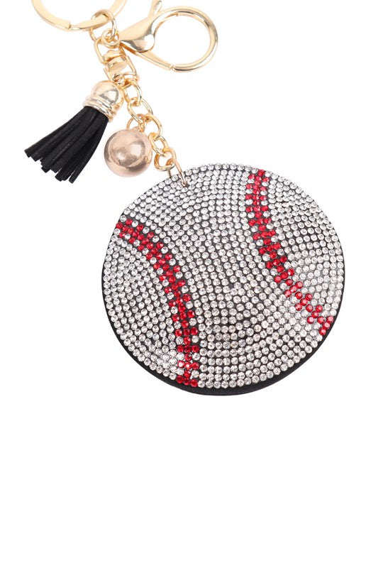 Baseball Crystal Puffy Keychain Purse Charm #2