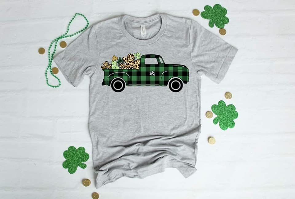 PREORDER - St Patricks Day Green Plaid Truck Boutique Soft Tee