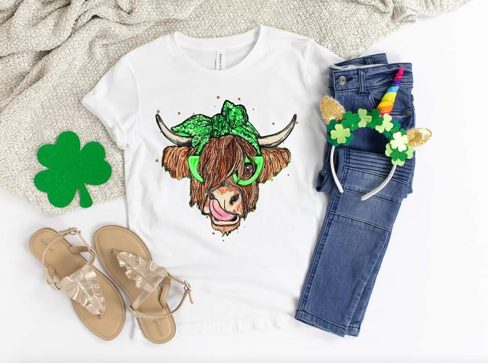 PREORDER - St Patricks Day Preppy Cow Boutique Soft Tee