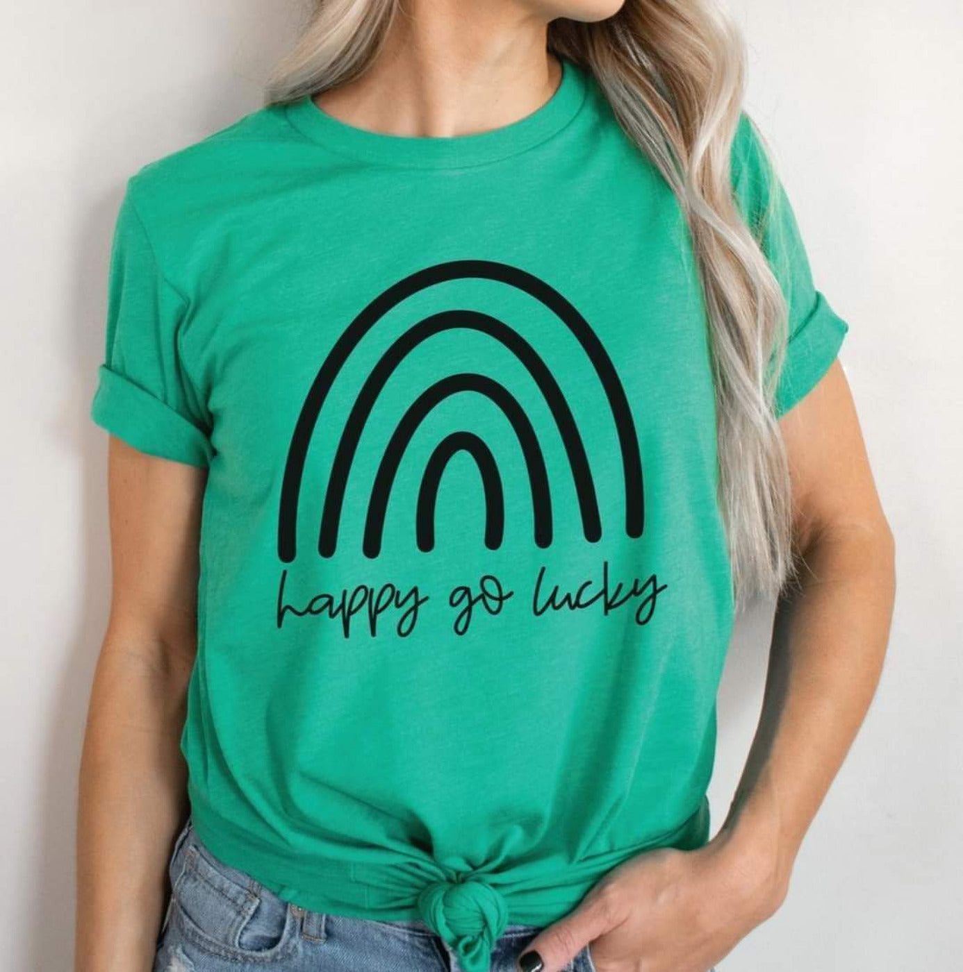 PREORDER - Happy Go Lucky Rainbow St Patricks Day Boutique Soft Tee