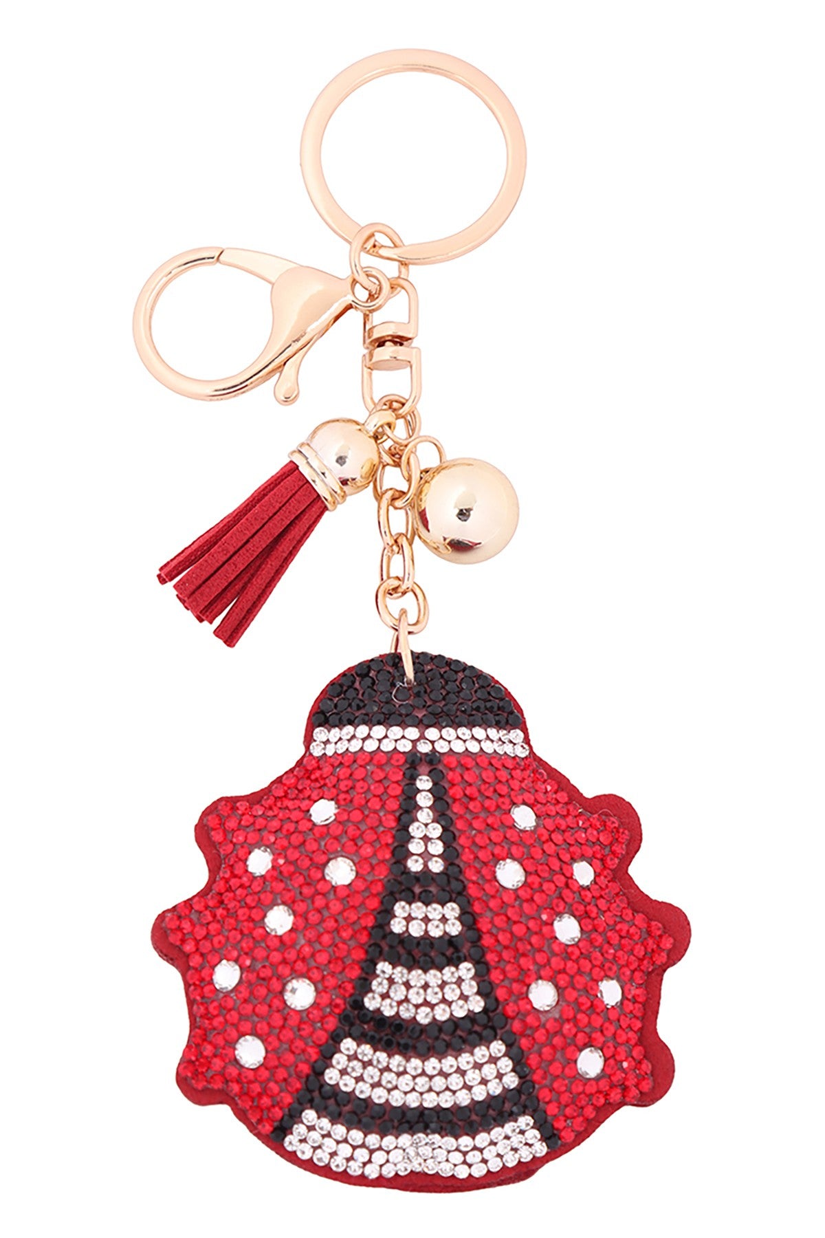Ladybug Crystal Puffy Keychain Purse Charm