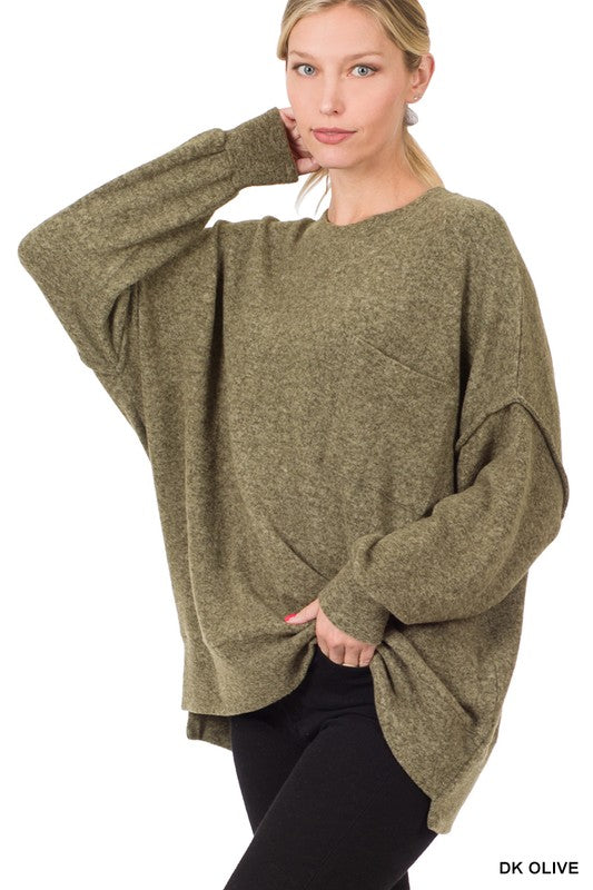 The Tangee Olive Melange Sweater