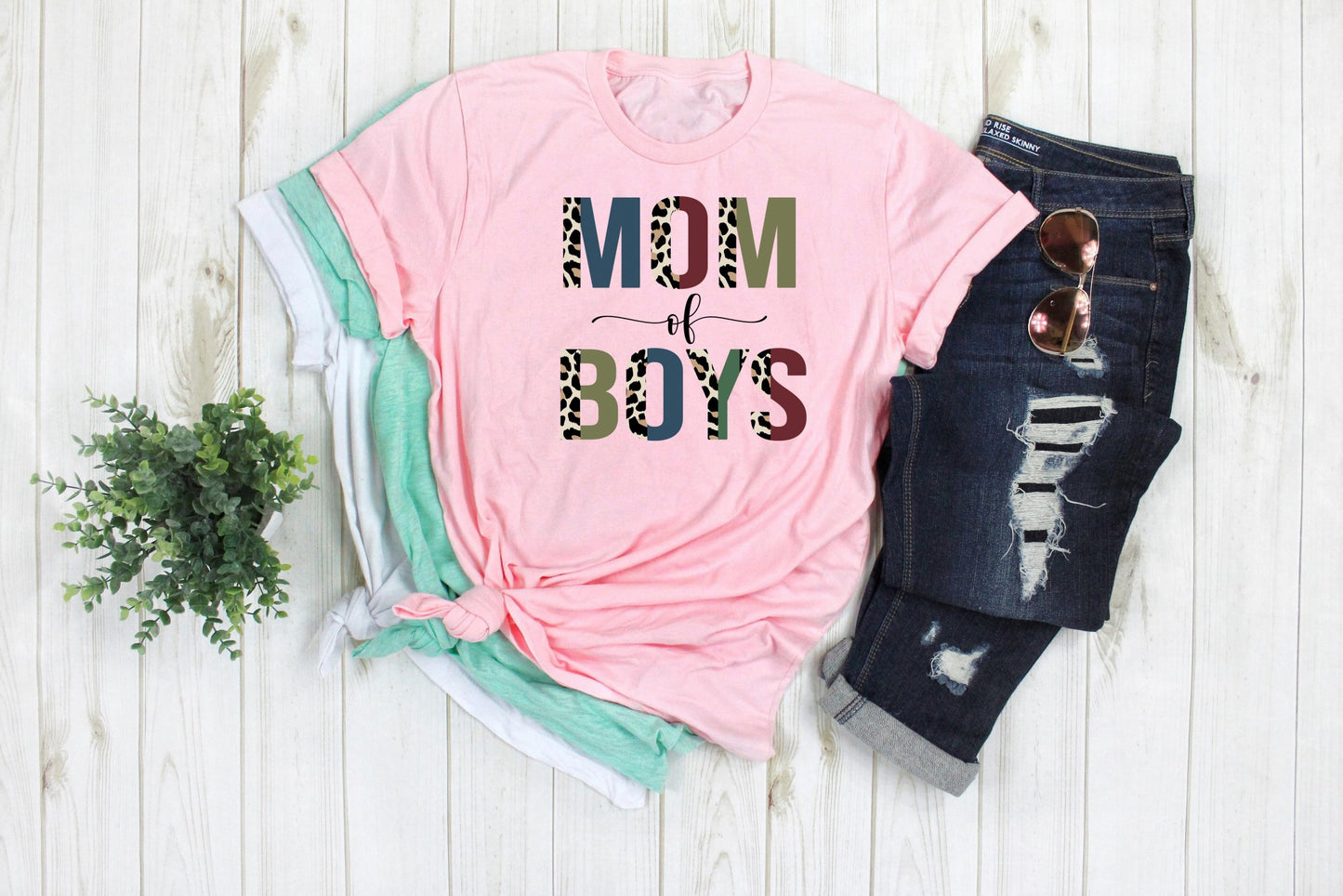 PREORDER - Mom Of Boys Leopard Print Boutique Soft Tee