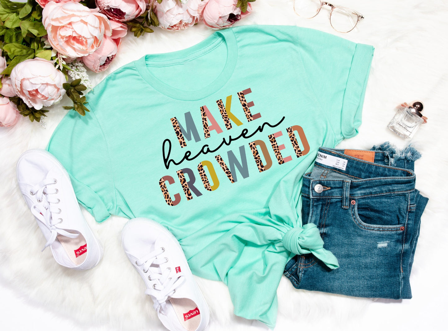 PREORDER - Make Heaven Crowded Leopard Inspirational Soft Boutique Tee