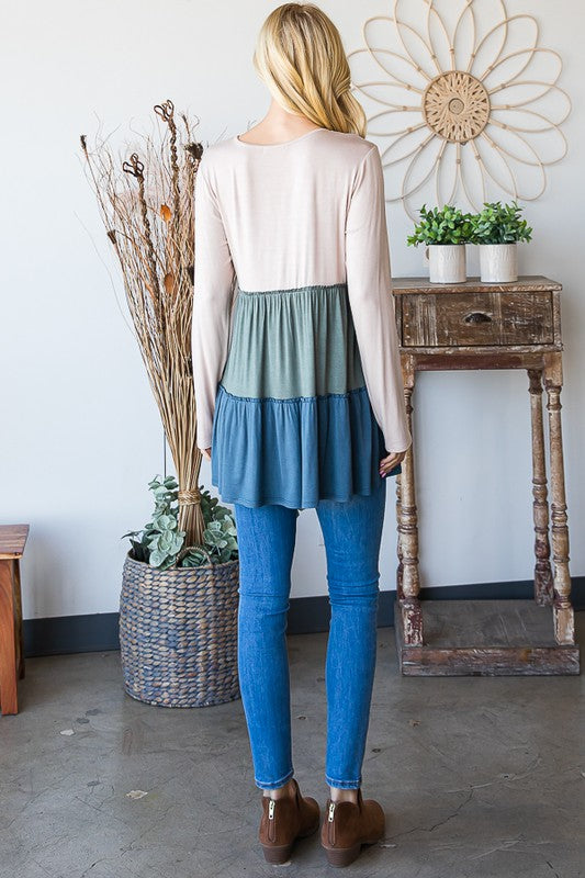 The Annalee Tiered Color Block Top