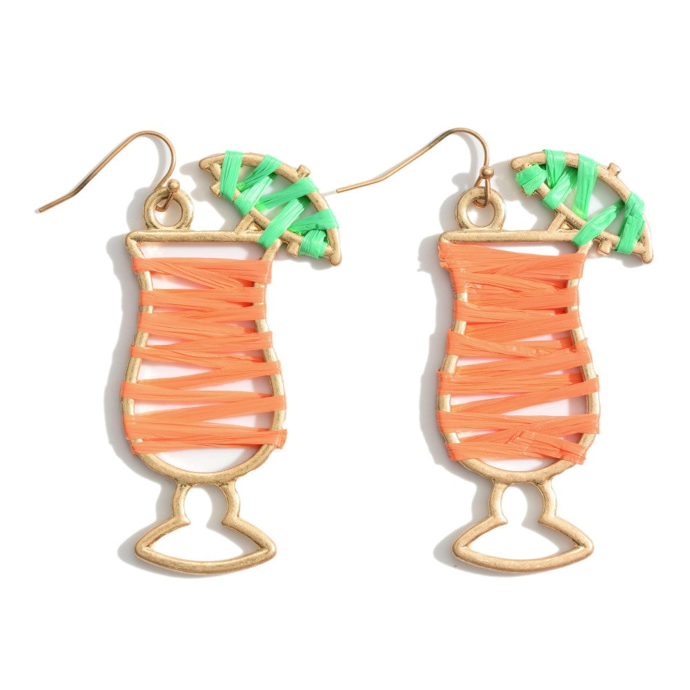 The Tropical Drink Raffia Wrapped Statement Earrings - Orange