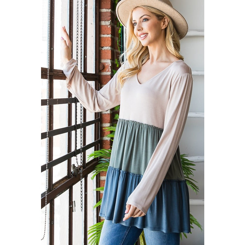 The Annalee Tiered Color Block Top