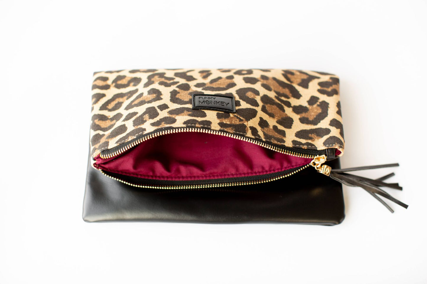 Leopard & Black Fold Over Clutch Collection