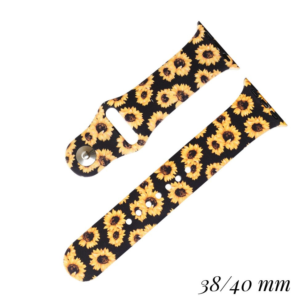 Black Sunflowers Silicone Watch Band - for Apple 38/40MM
