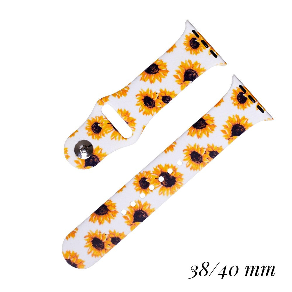 White Sunflowers Silicone Watch Band - for Apple 38/40MM