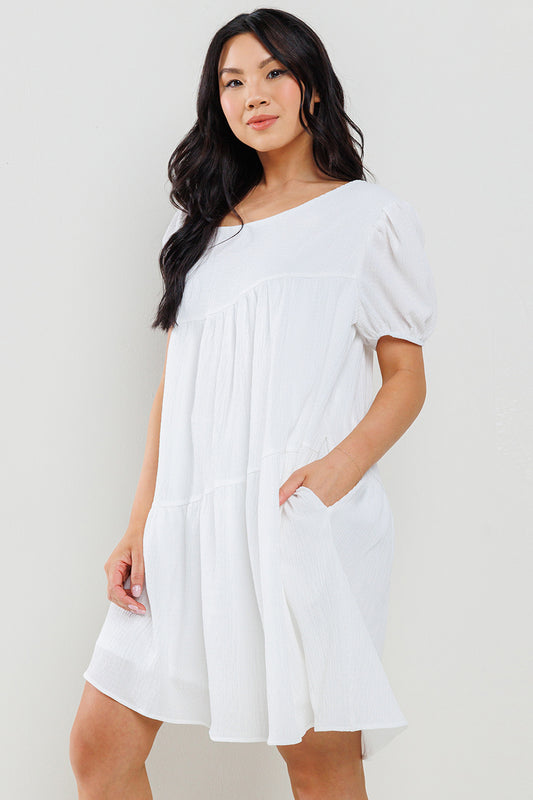The Sassy & Sweet Off The Shoulder Dress - White