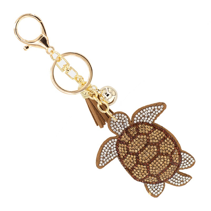 Turtle Crystal Puffy Keychain Purse Charm