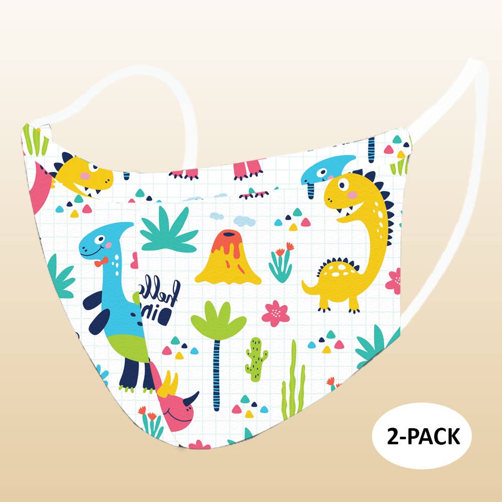 IN STOCK - Youth 2 Pack Dinosaurs Reusable Cloth Face Mask