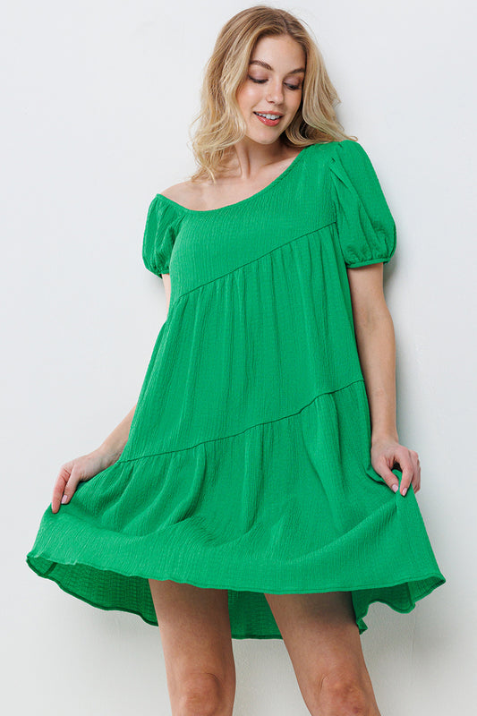 The Sassy & Sweet Off The Shoulder Dress - Green