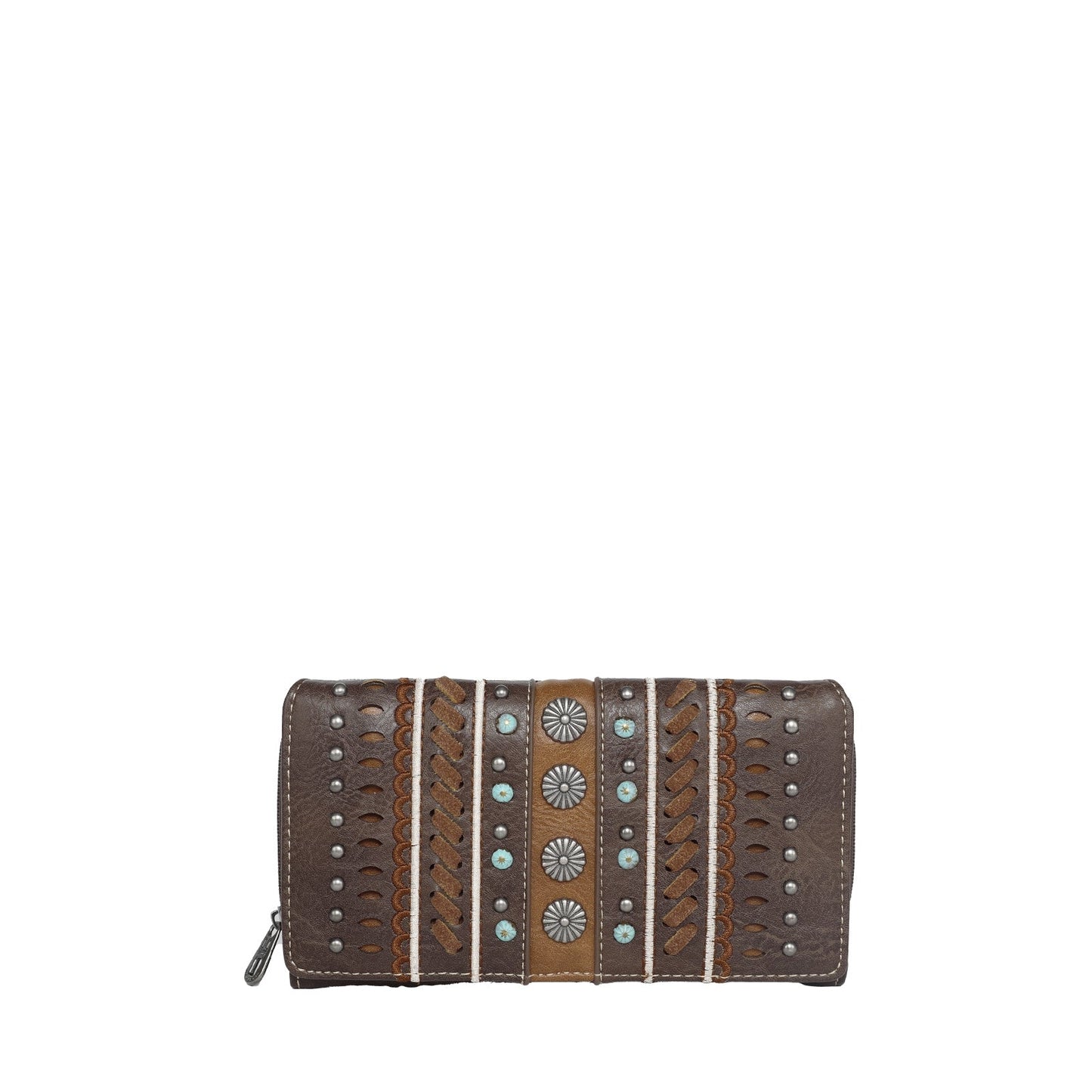 Montana West Studs Collection Wallet - Coffee