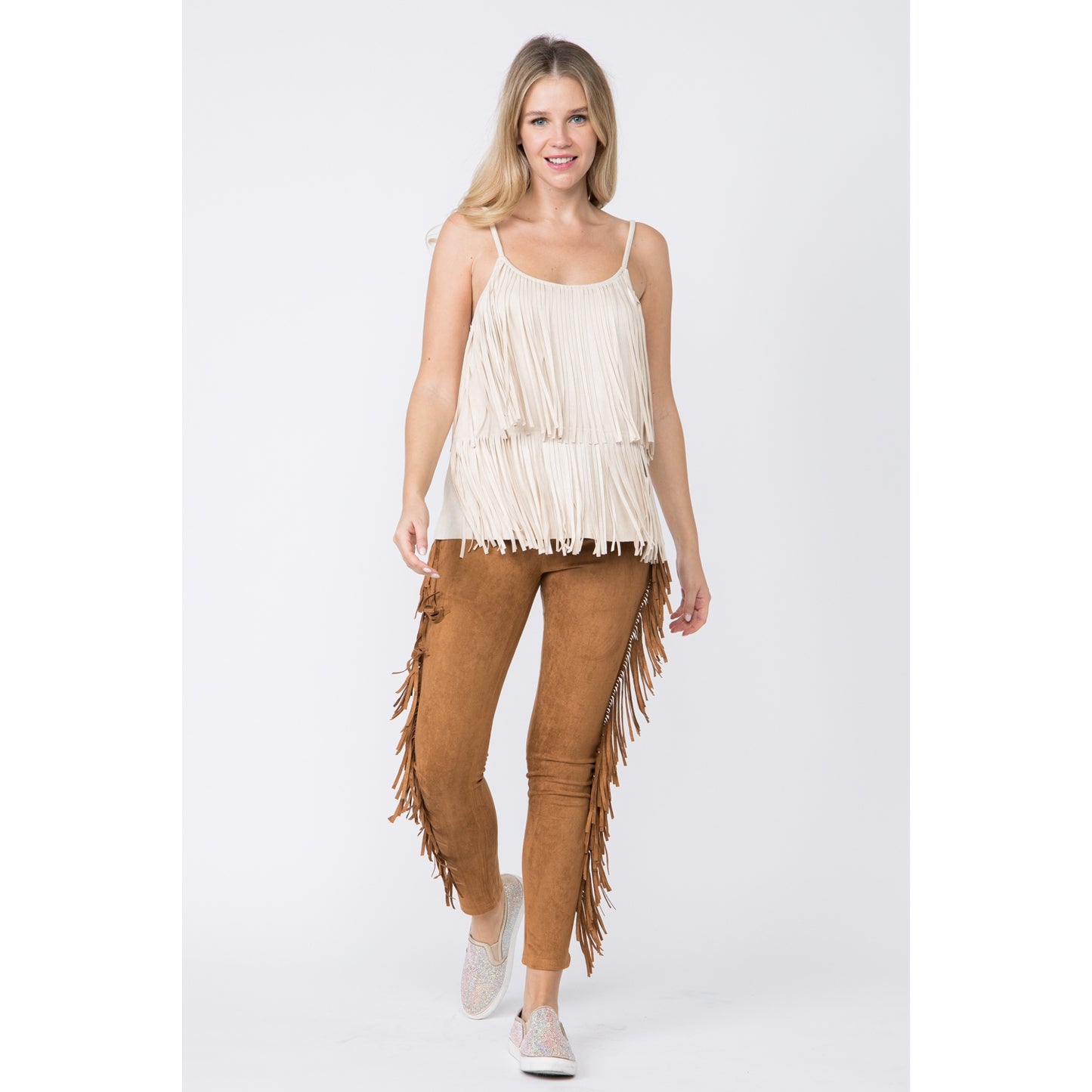 Natural Suede Fringed Camisole