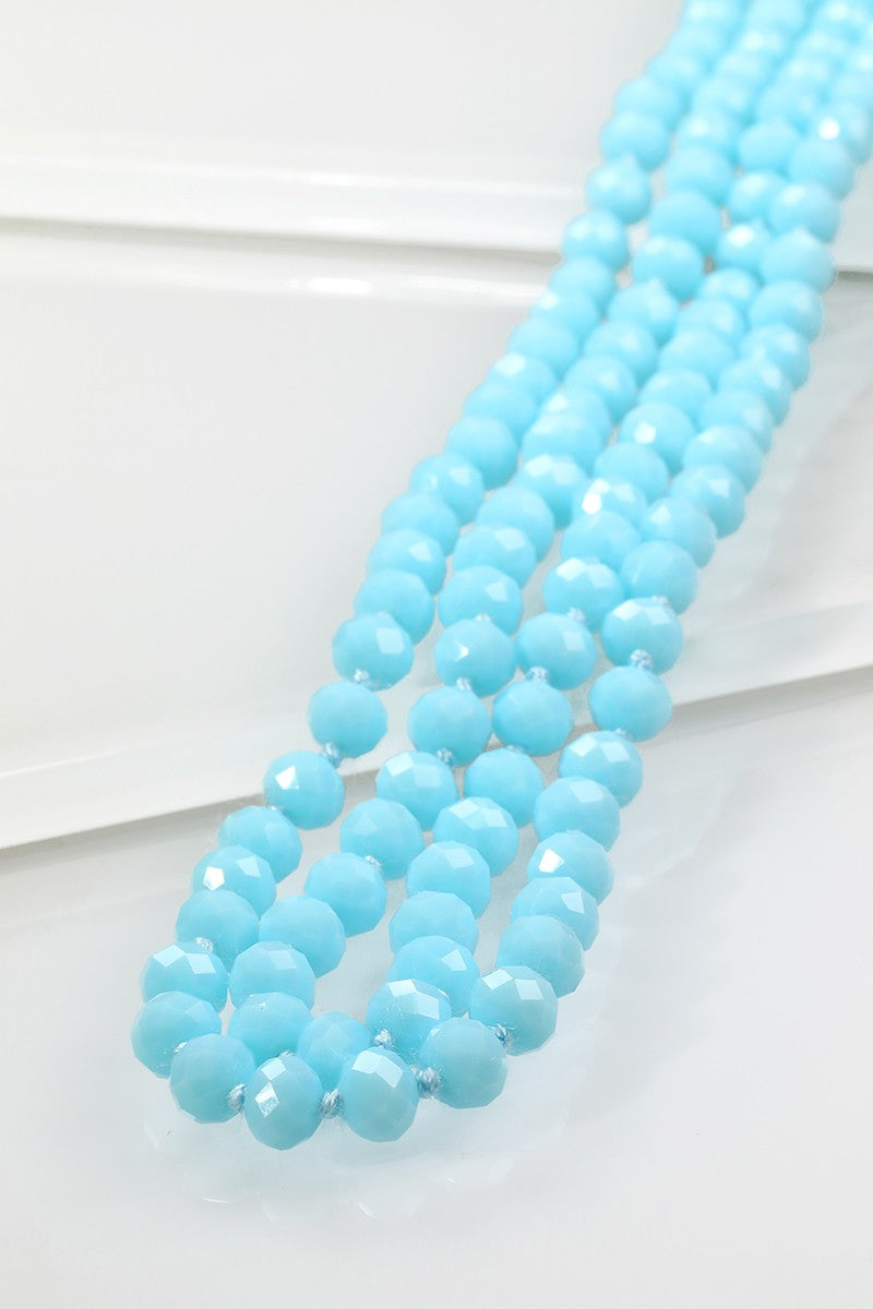 FINAL SALE - Marlo 60" Sky Blue Hand Knotted Beaded Necklace