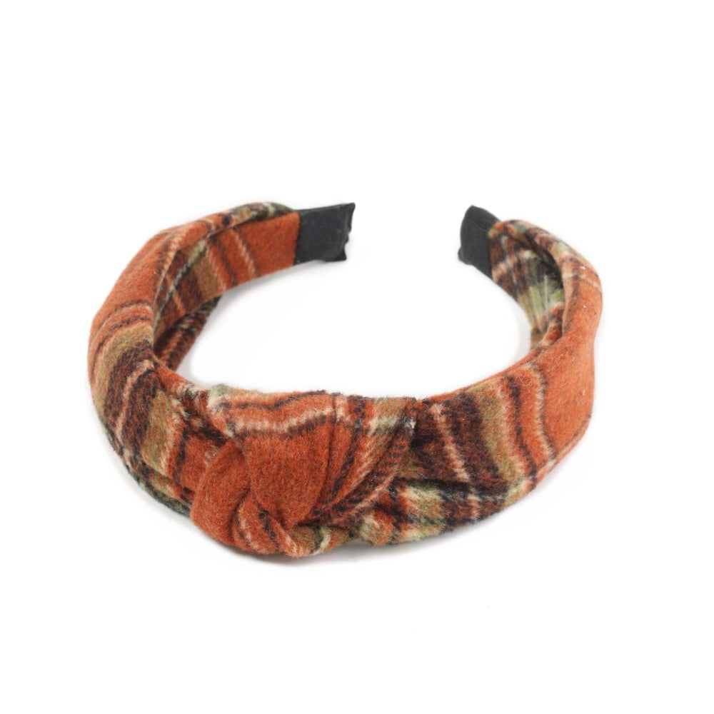 The Nori Plaid Knot Headband - Rust