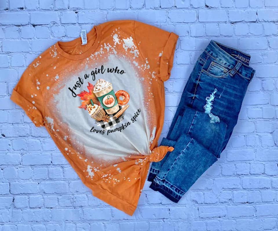 PREORDER - Girl Who Loves Pumpkin Spice Bleached Fall Boutique Soft Tee
