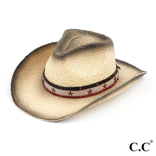 Austin C.C Straw Black Stained Straw Cowboy Hat