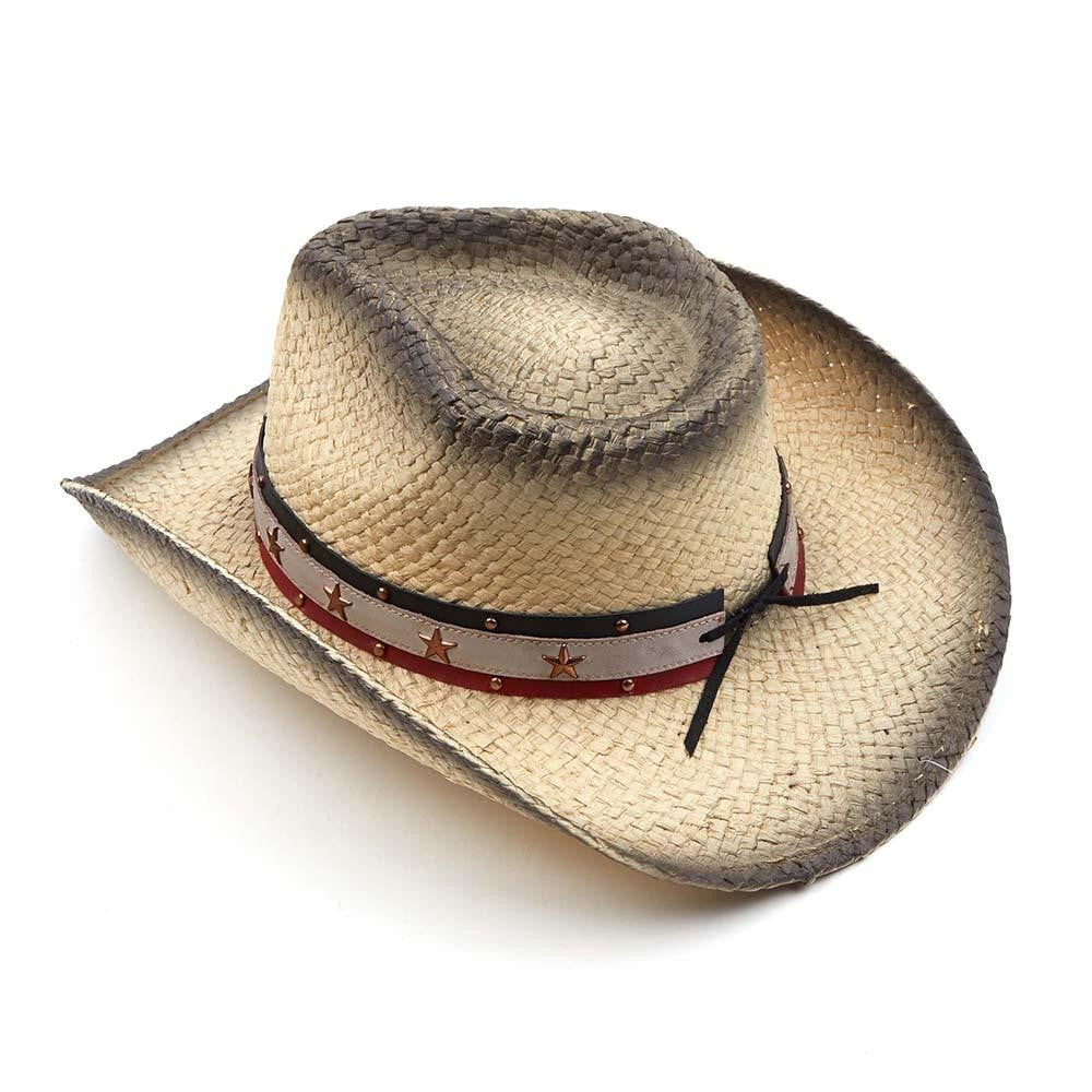 Austin C.C Straw Black Stained Straw Cowboy Hat