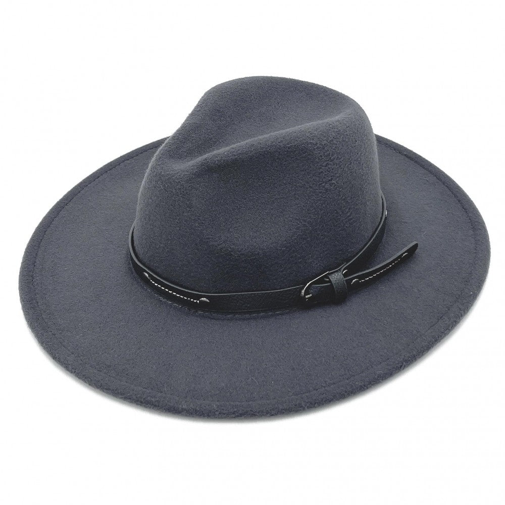 The Jessie Felt Hat w/ Studded Leather Band-Dk Grey