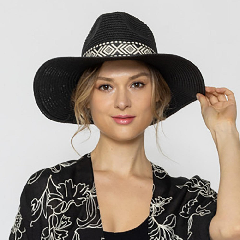 The Jess Straw Panama Hat - Black
