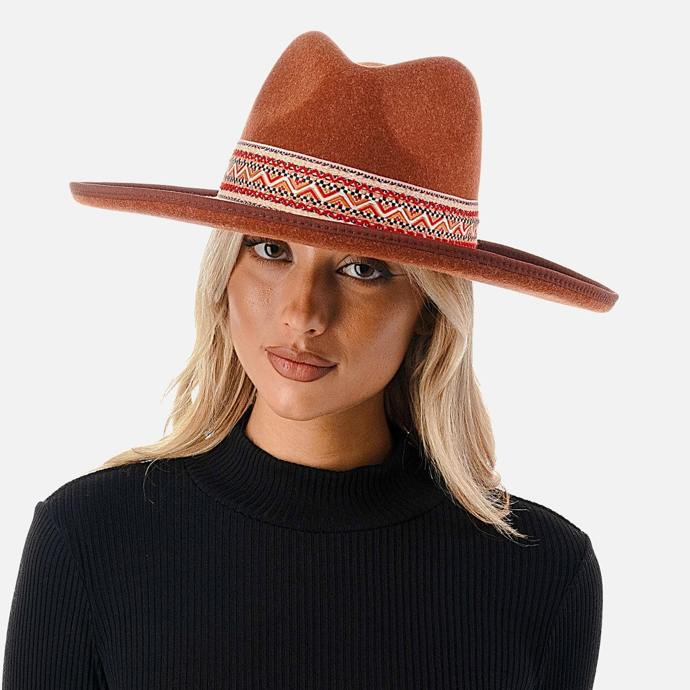 The Felicity Wool Blend Panama Hat RUST