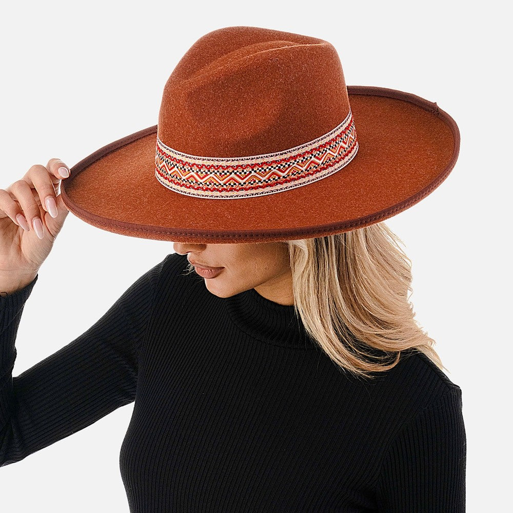 The Felicity Wool Blend Panama Hat RUST