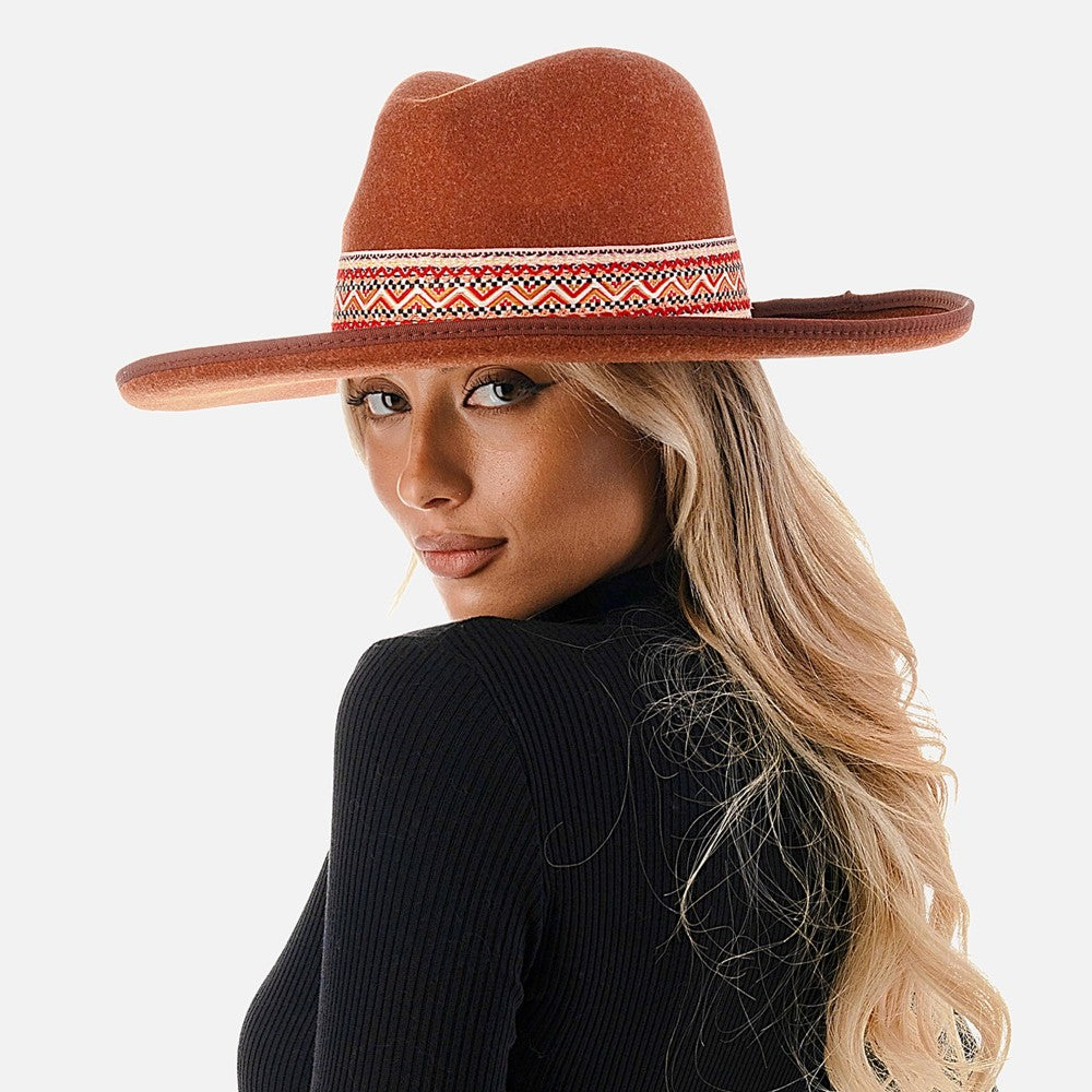 The Felicity Wool Blend Panama Hat RUST