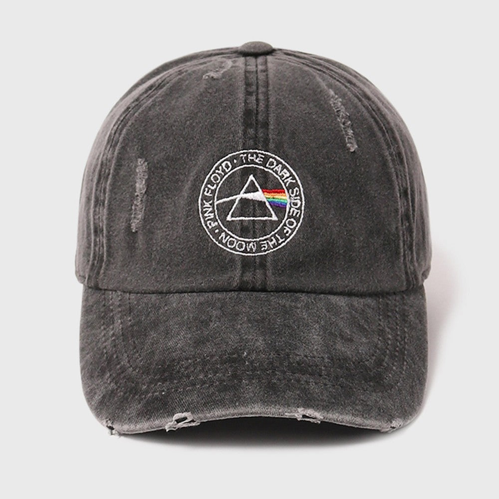 Pink Floyd Embroidered Distressed Baseball Cap - Charcoal