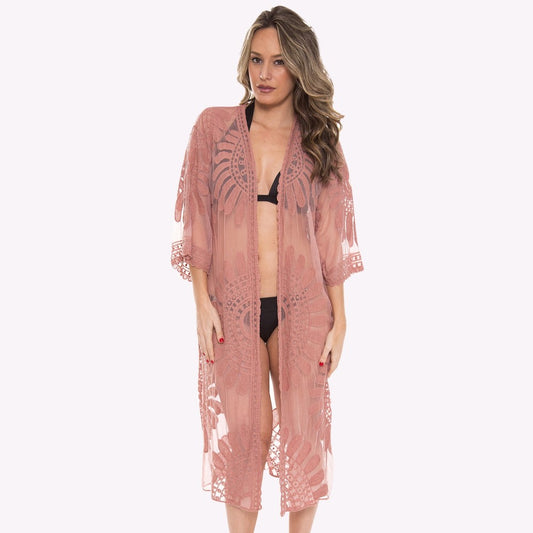 The Stevie Boho Lace Kimono - Blush