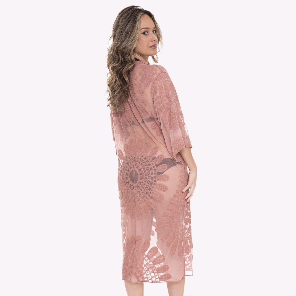 The Stevie Boho Lace Kimono - Blush