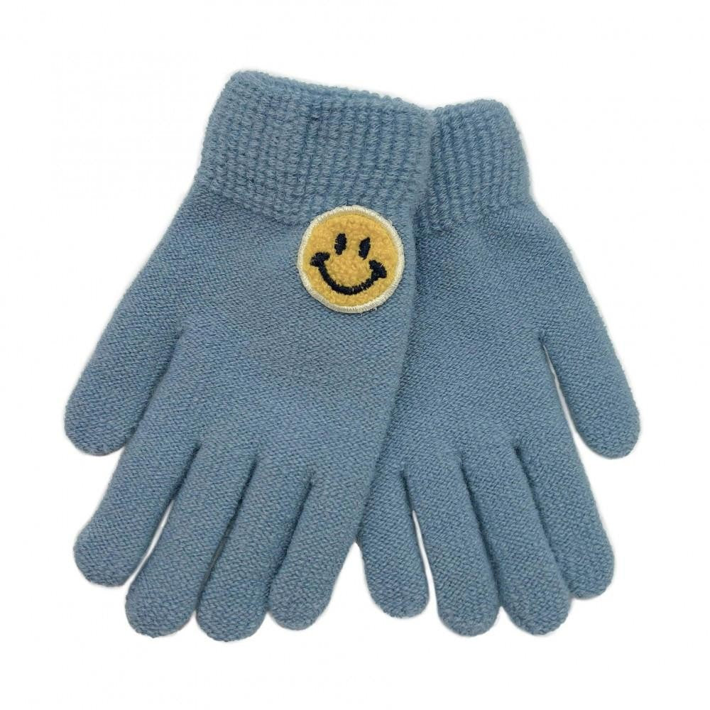 Smiley Face Patch Knit Texting Gloves - Asst. Colors