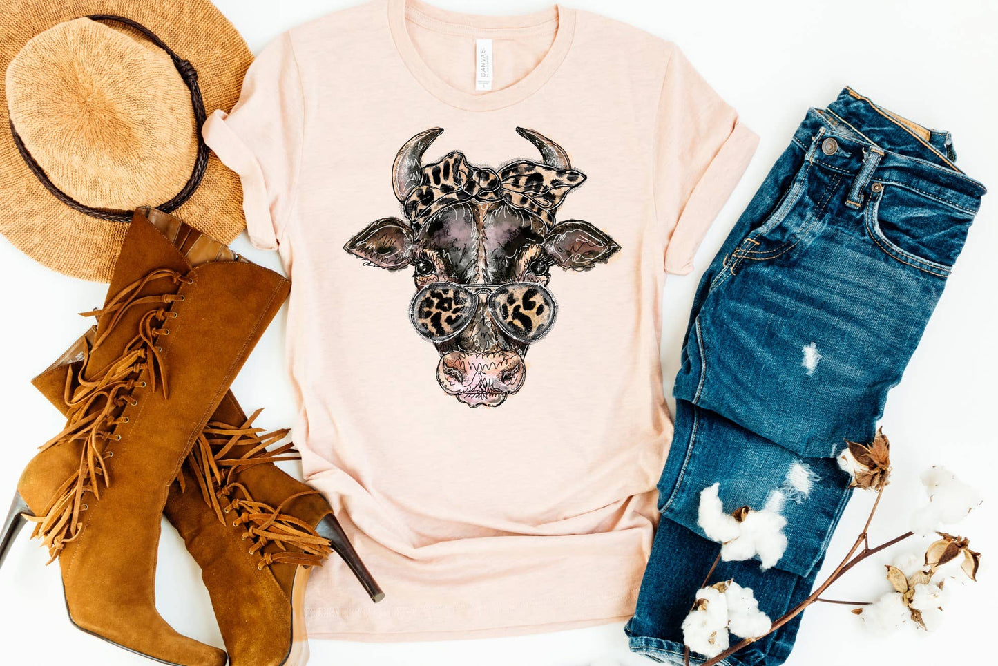 PREORDER - Cow Leopard Bandana SS Boutique Soft Tee