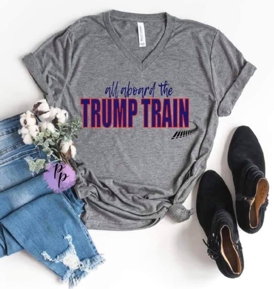 All Aboard The Trump Train Short Sleeve Tee - Custom Printed Preorder Tees