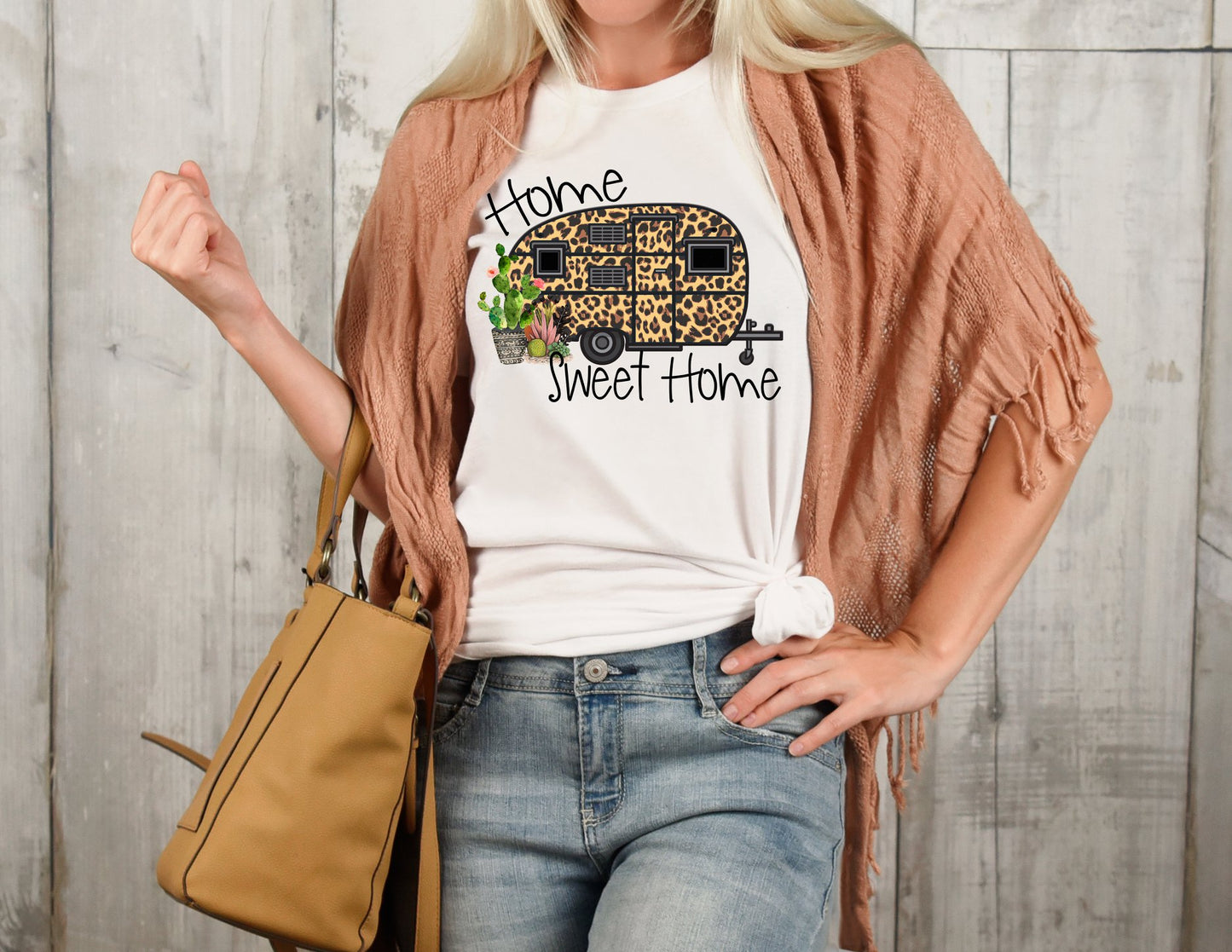 PREORDER - Home Sweet Home Leopard Camper Boutique Soft Tee