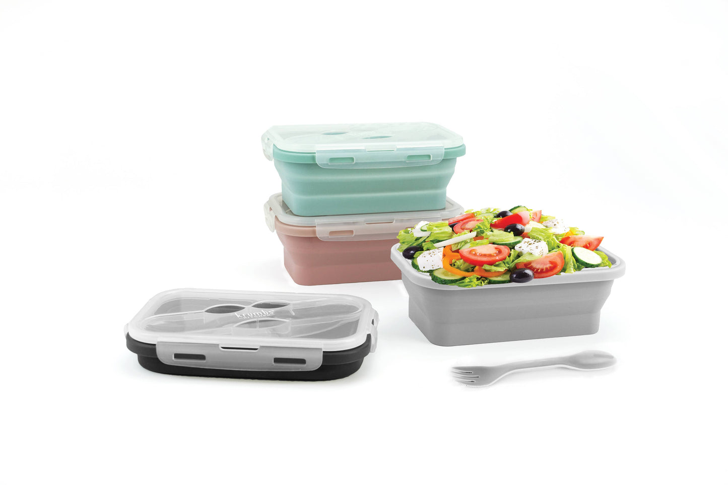 Krumbs Kitchen Mint Silicone Collapsible Lunch Container