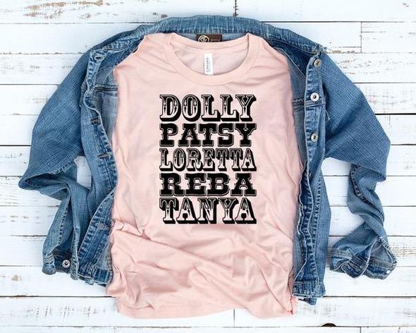 PREORDER Queens Of Country Dolly Patsy Loretta Reba Tanya SS Tee - Custom Printed Tees