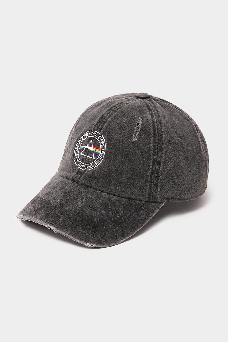 Pink Floyd Embroidered Distressed Baseball Cap - Charcoal