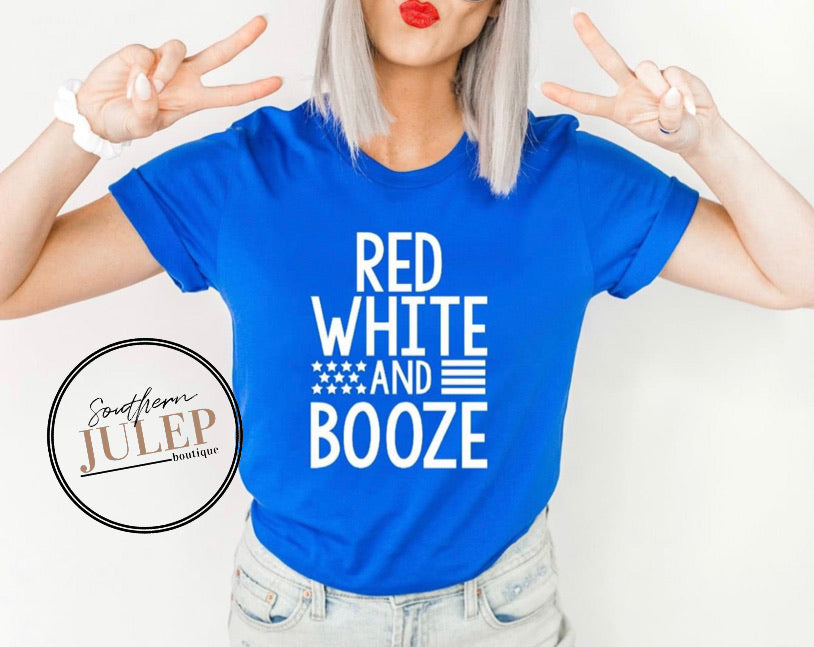 Red White And Booze SS Boutique Tee - Custom Printed Preorder Tees