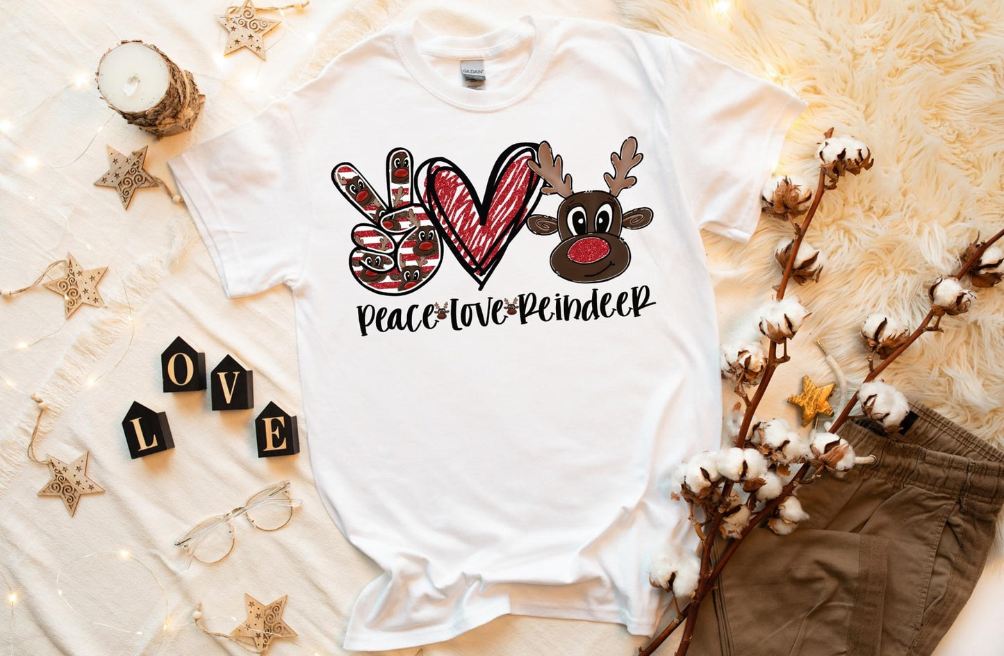 PREORDER-Peace Love Reindeer Boutique Soft Tee