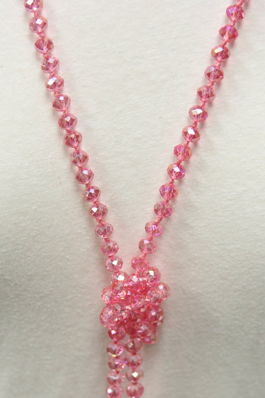 Rosaria 60" Hand Knotted Beaded Necklace - Bubblegum