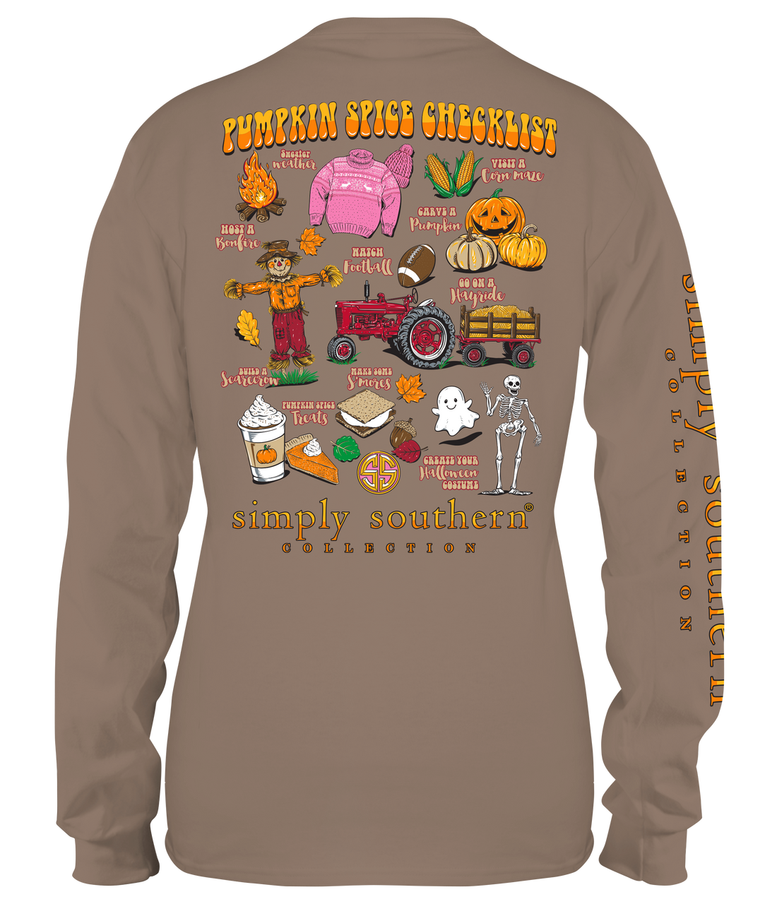 YOUTH - Simply Southern - Pumpkin Spice Checklist Long Sleeve Tee