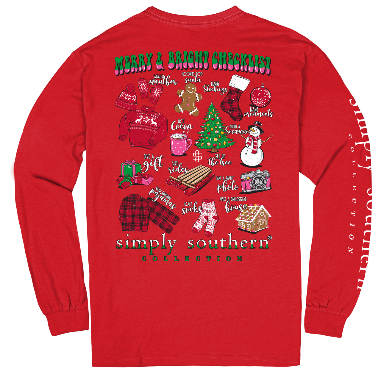 YOUTH - Simply Southern - Merry & Bright Checklist Long Sleeve Tee