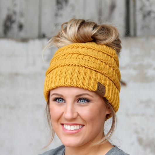 CC Beanie Messy Bun Beanies - Solid Colors - MB20