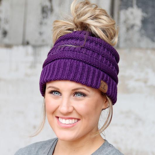 CC Beanie Messy Bun Beanies - Solid Colors - MB20