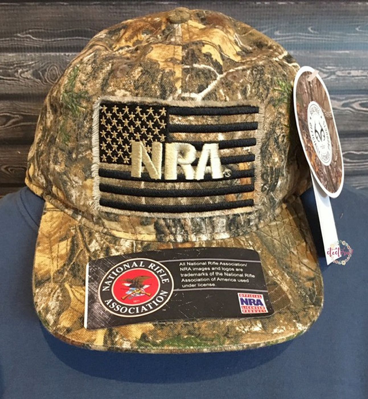 NRA Logo USA American Flag Realtree® EDGE Hunting Camo Camouflage Cap Hat