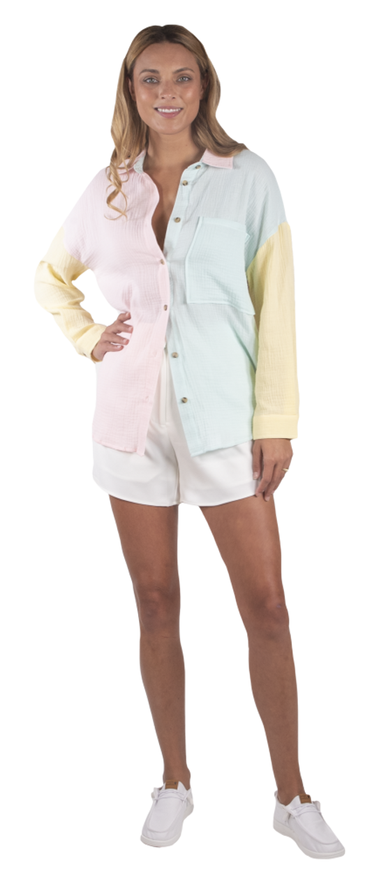 Simply Southern - Colorblock Button Down - Taffy