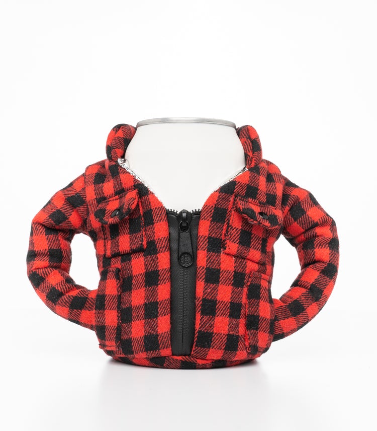 Puffin Can & Bottle Cooler Jacket - RED FLANNEL